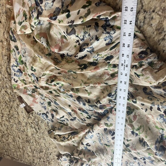 Rory Beca Ivory Print Silk Blouse Asymmetrical Size XS - Picture 11 of 13